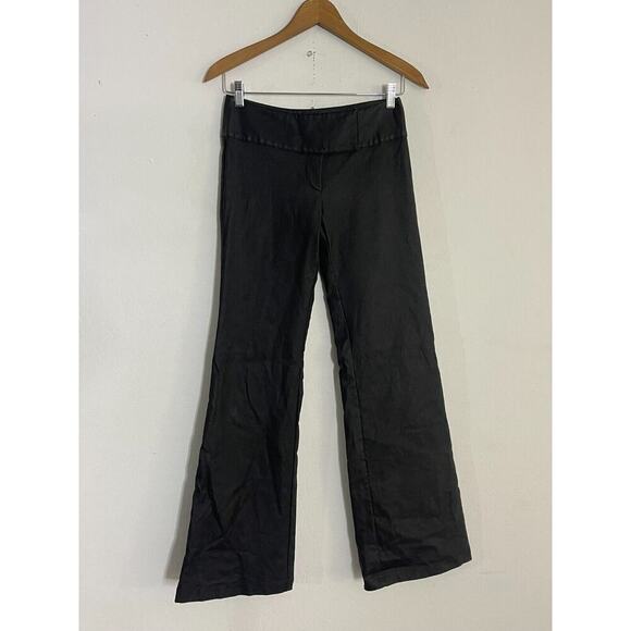 I AM GIA S Pants Black Flare Leg Mid Rise Coated Black Stretch Y2K Style - Picture 3 of 8